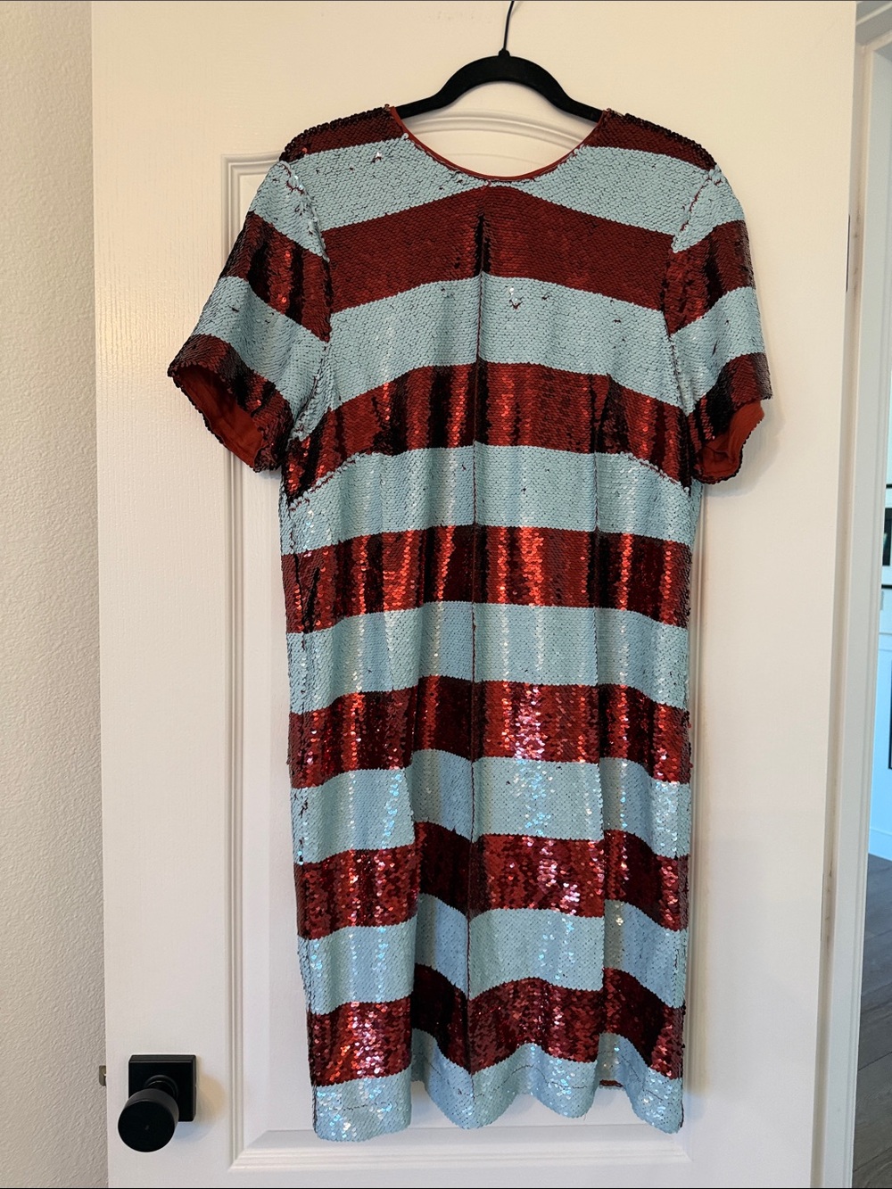 Maeve Anthropologie Rugby Stripe Sequin Dress